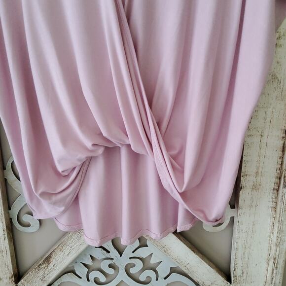 Cy Fashion Women's Deep V-Neck Surplice Criss Cross Top in Baby Pink Blush - Picture 6 of 11